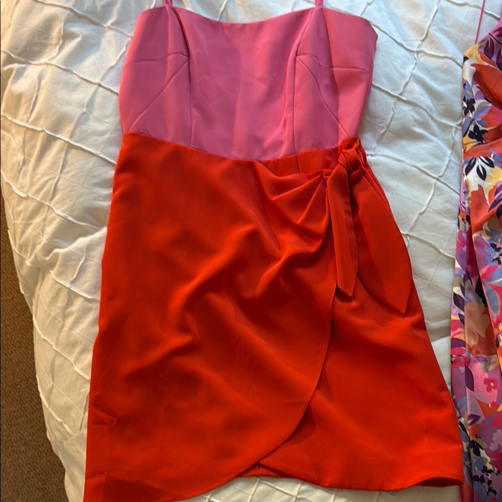 Milly Pink and Red Sheath Mini Dress Cocktail
